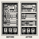 Illustration d'une armoire électrique avant et après rétrofit