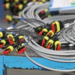 Faisceaux de câbles avec connecteurs étanches jaunes et rouges